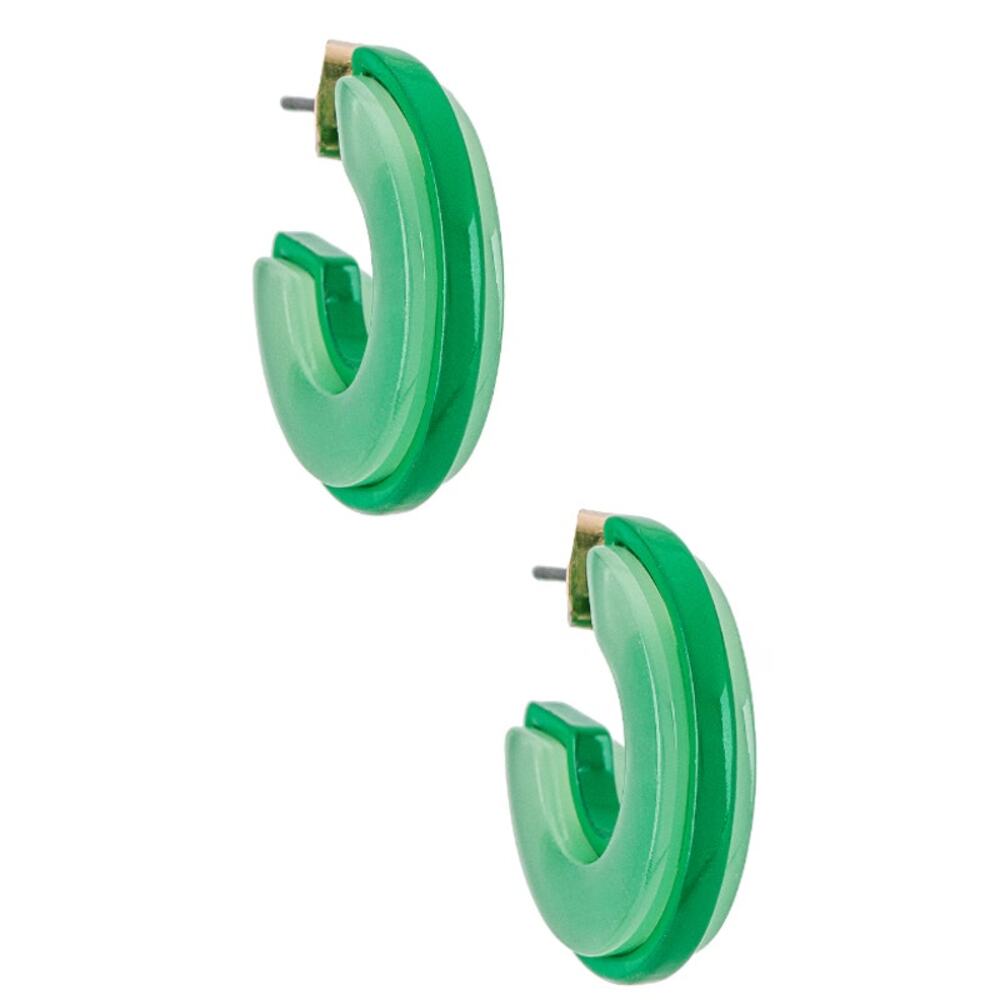 Ettika Hoop Earrings Green 18K Gold Plated Bold‎ Wok Office Everyday Casual